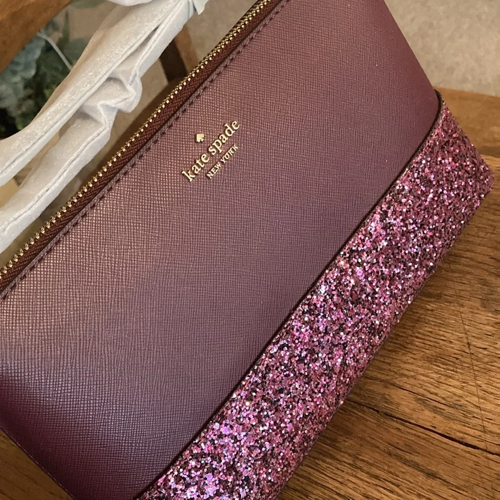 kate spade flash glitter cherrywood crossbody bag NWT